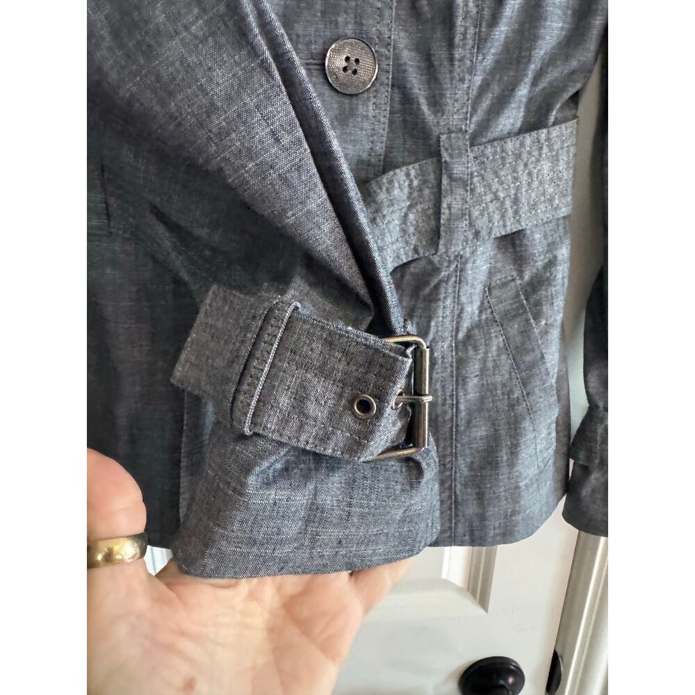 KENNETH COLE NEW YORK Double Breasted Chambray Trench Coat Size S - Picture 5 of 9